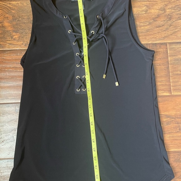 White House Black Market Black Lace-Up Tank Top - Picture 4 of 6